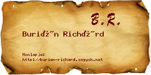 Burián Richárd névjegykártya
